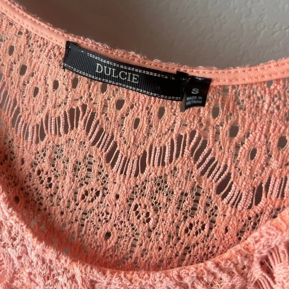 Lace Coral Mini Dress - size small - Picture 4 of 7